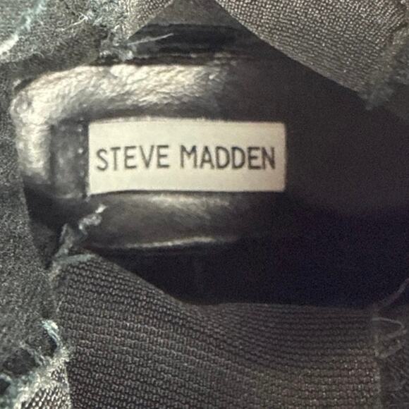 Steve Madden Barclay Women's Black Leather Round Toe Slip On Chelsea Boots Sz 6 - Picture 7 of 7